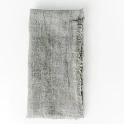Stone Washed Linen Dinner Napkins, Grey, Set of 4^Be Home Discount