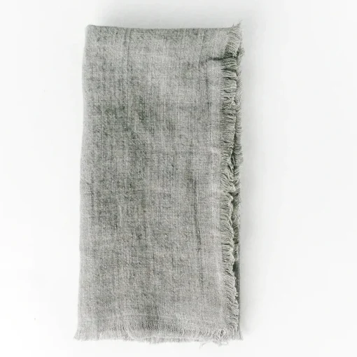 Stone Washed Linen Dinner Napkins, Grey, Set of 4^Be Home Discount