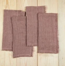 Stone Washed Linen Dinner Napkins, Rose, Set of 4^Be Home Cheap