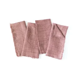 Stone Washed Linen Dinner Napkins, Rose, Set of 4^Be Home Cheap