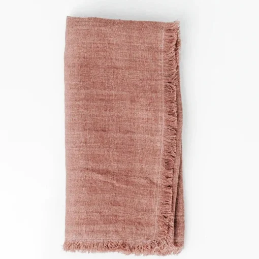 Stone Washed Linen Dinner Napkins, Rose, Set of 4^Be Home Cheap