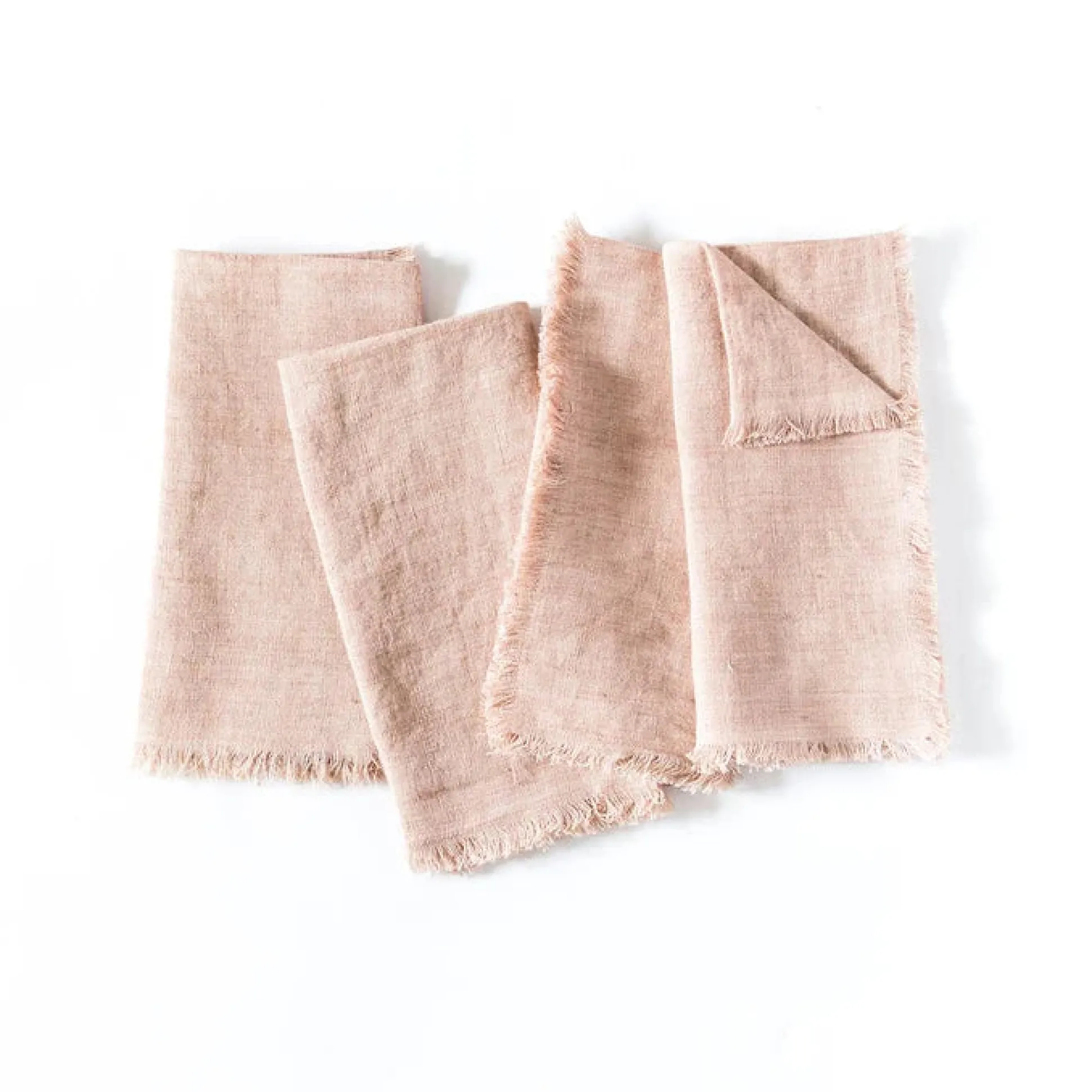 Stone Washed Linen Dinner Napkins, Blush, Set of 4^Be Home Online