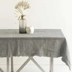 Stone Washed Linen Tablecloth, Grey