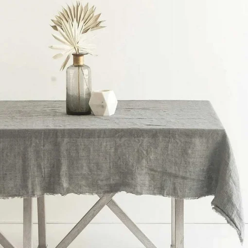 Stone Washed Linen Tablecloth, Grey