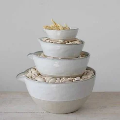 Stoneware Nested Mixing Bowls Set