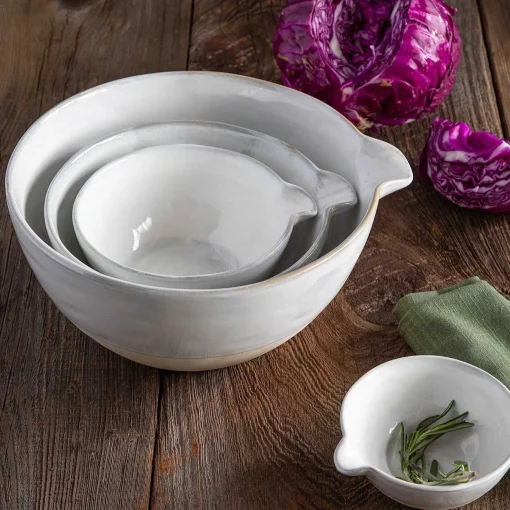 Stoneware Nested Mixing Bowls Set