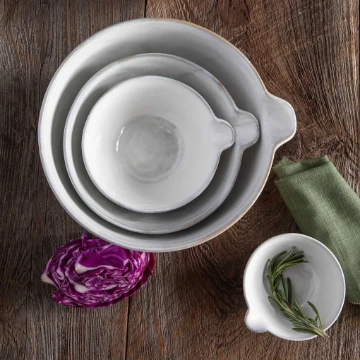 Stoneware Nested Mixing Bowls Set