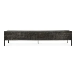 Tabwa Black Teak Media Console, 94.5"