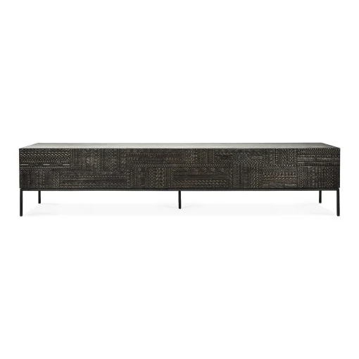 Tabwa Black Teak Media Console, 94.5"