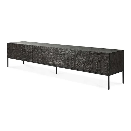 Tabwa Black Teak Media Console, 94.5"