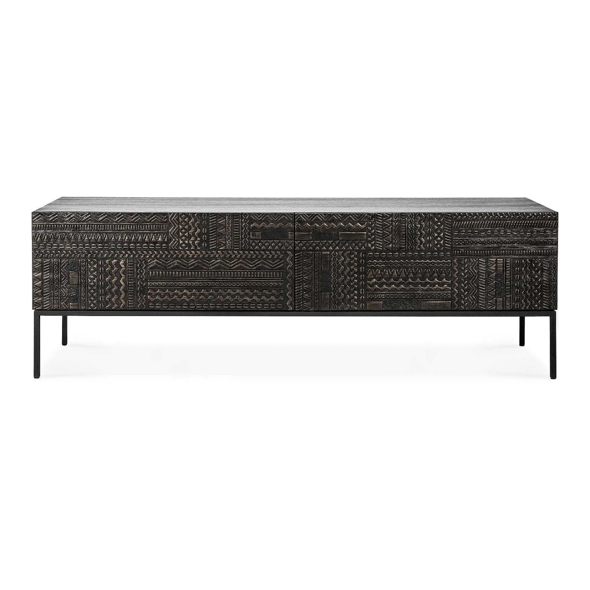 Tabwa Black Teak Media Console, 63"