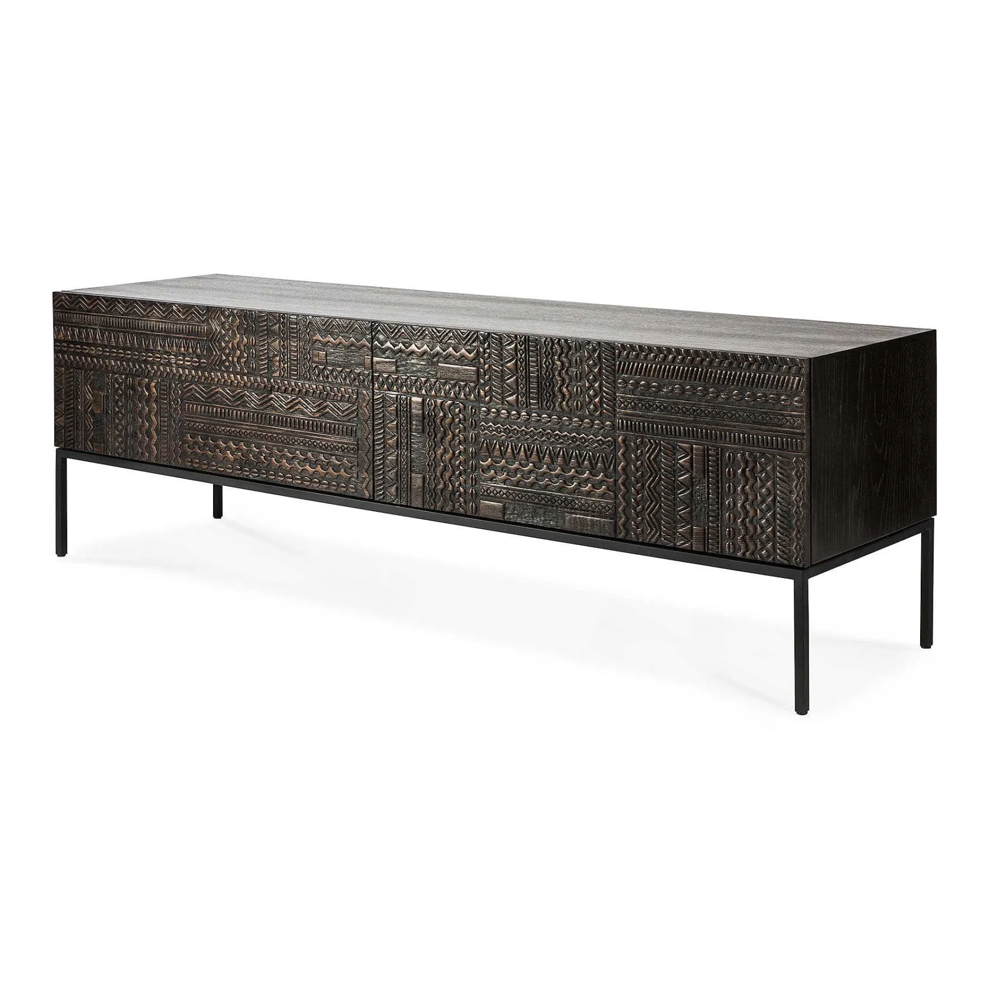 Tabwa Black Teak Media Console, 63"