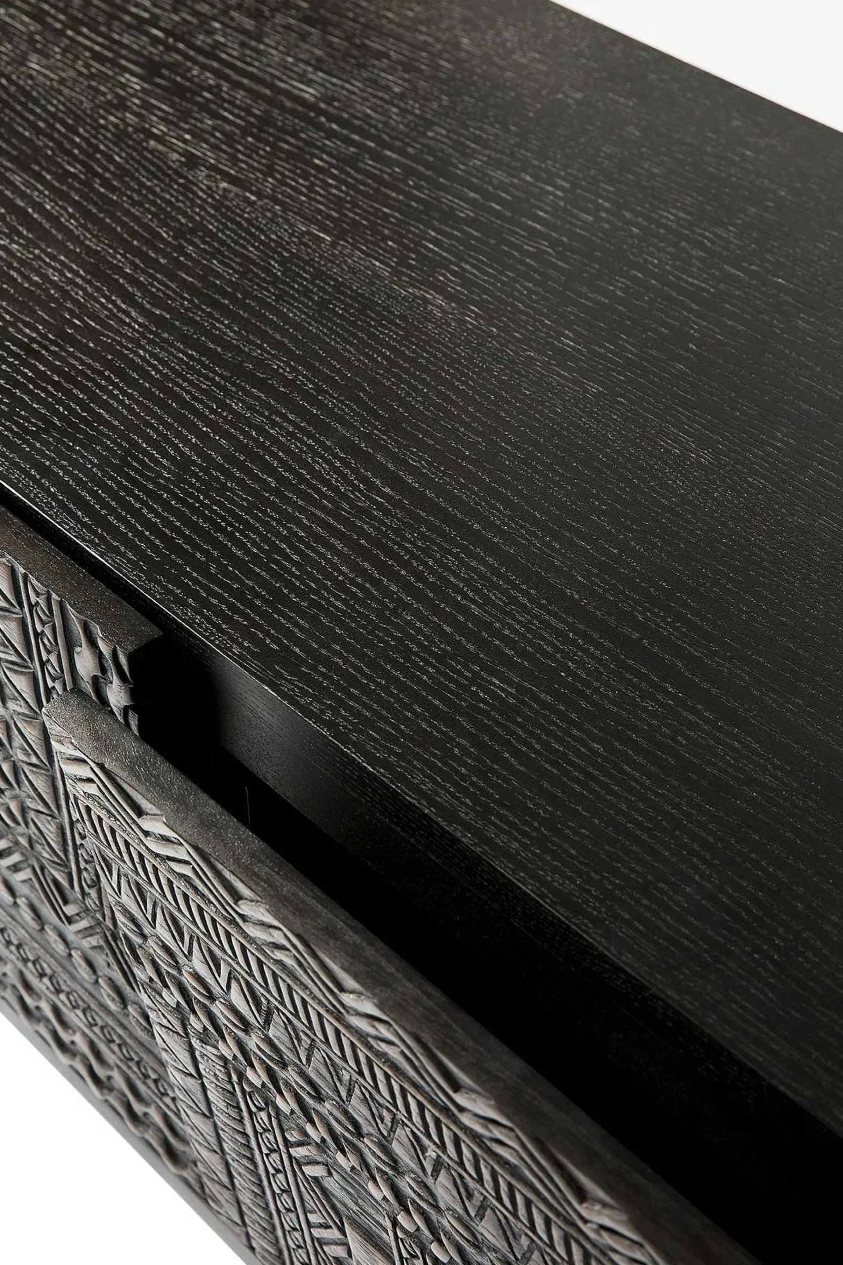 Tabwa Black Teak Media Console, 63"