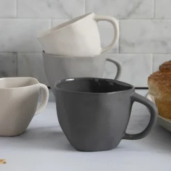 Tam Stoneware Cappuccino Cup, Pearl, Set of 4^Be Home Best Sale