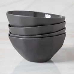Tam Stoneware Dessert Bowl, Slate, Set of 4^Be Home Fashion
