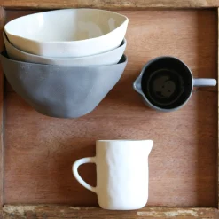 Tam Stoneware Dessert Bowl, Slate, Set of 4^Be Home Fashion