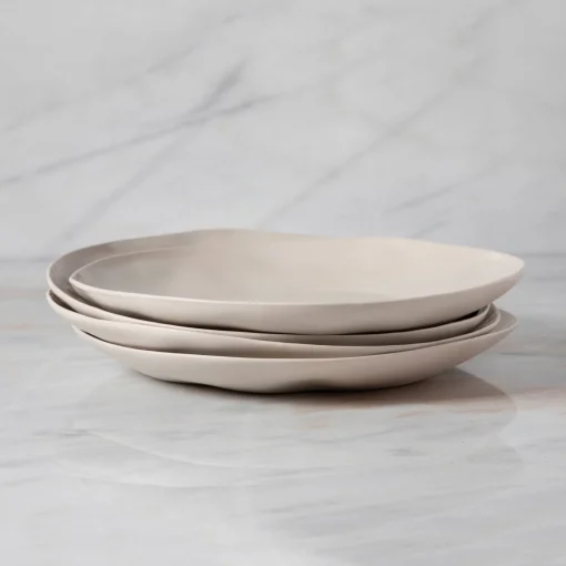 Tam Stoneware Dinner Plate Pearl, Set of 4^Be Home Hot