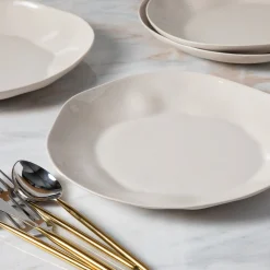 Tam Stoneware Dinner Plate Pearl, Set of 4^Be Home Hot