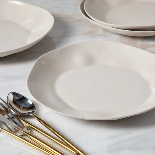 Tam Stoneware Dinner Plate Pearl, Set of 4^Be Home Hot