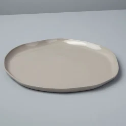 Tam Stoneware Flat Dinner Plate, Sterling, Set of 4^Be Home Clearance