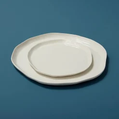 Tam Stoneware Flat Dinner Plate, Pearl, Set of 4^Be Home Hot