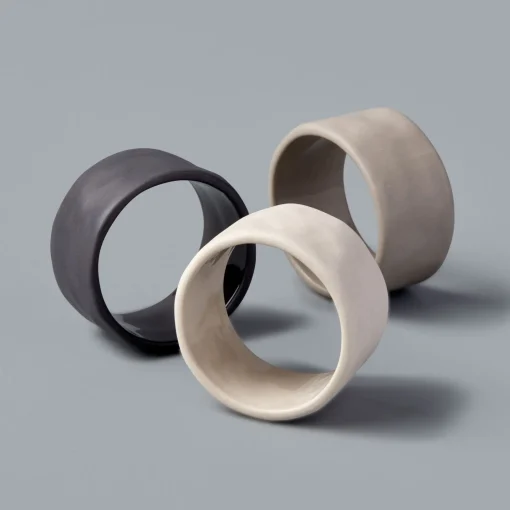 Tam Stoneware Napkin Ring, Slate, Set of 8^Be Home Sale