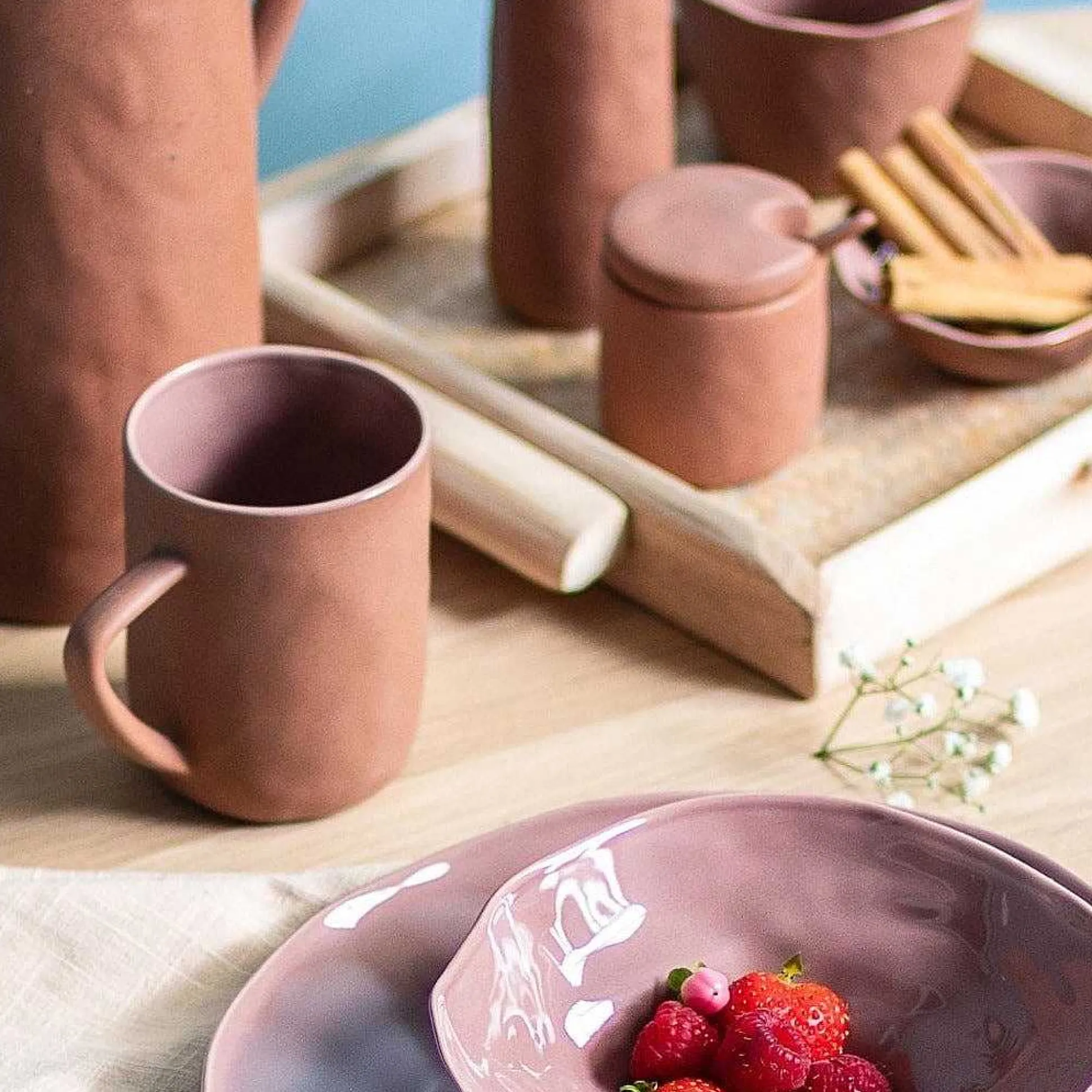 Tam Stoneware Pinch Bowl, Terracotta Rose, Set of 2