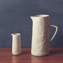 Tam Stoneware Pitcher, Pearl^Be Home Outlet