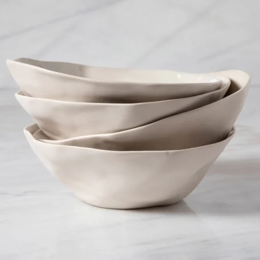 Tam Stoneware Side Bowl, Pearl, Set of 4^Be Home Cheap
