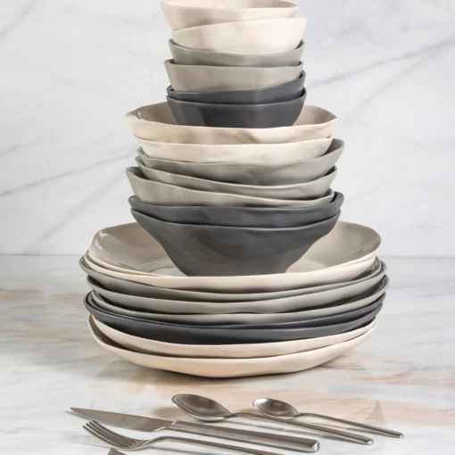 Tam Stoneware Side Bowl, Pearl, Set of 4^Be Home Cheap