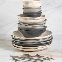 Tam Stoneware Side Bowl, Slate, Set of 4^Be Home Hot