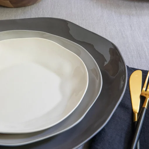 Tam Stoneware Side Plate, Pearl, Set of 4^Be Home Shop