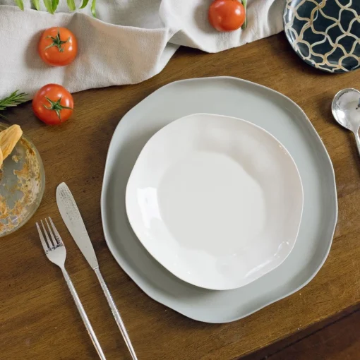 Tam Stoneware Side Plate, Pearl, Set of 4^Be Home Shop