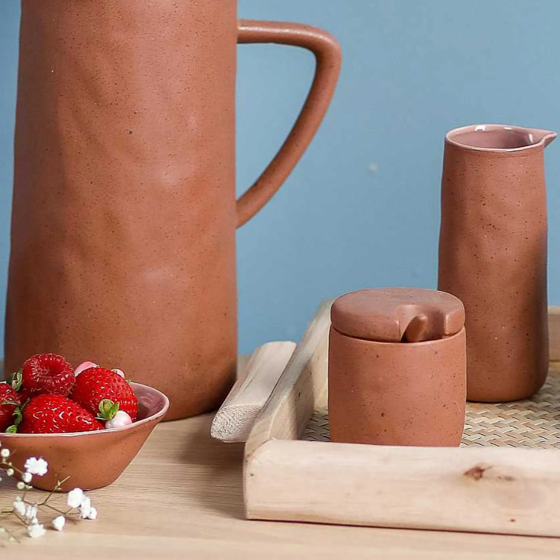 Tam Stoneware Sugar Cellar, Terracotta Rose