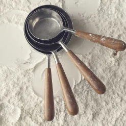 Teak & Stainless Measuring Cups, Set of 4