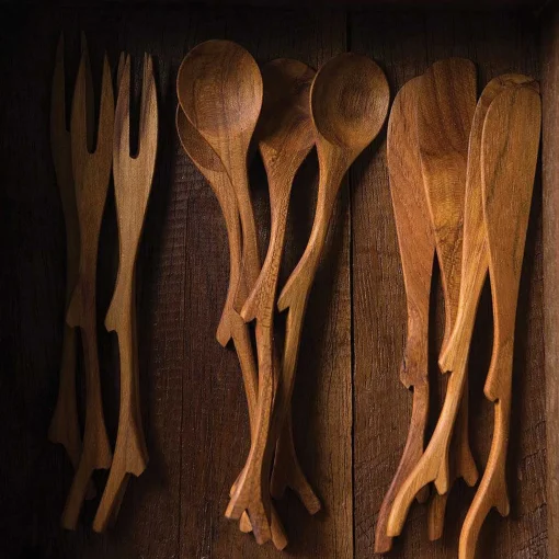 Teak Cocktail Forks, Set of 4