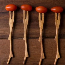 Teak Cocktail Forks, Set of 4