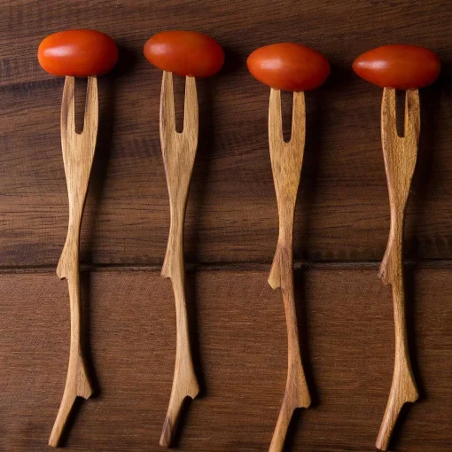Teak Cocktail Forks, Set of 4