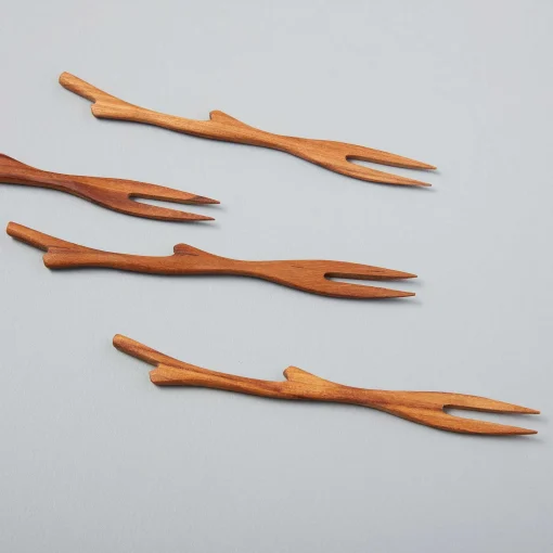 Teak Cocktail Forks, Set of 4