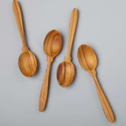 Teak Coffee Spoons, Set of 4