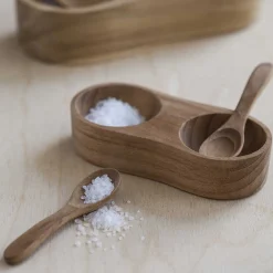 Teak Salt & Pepper Cellar with Spoons