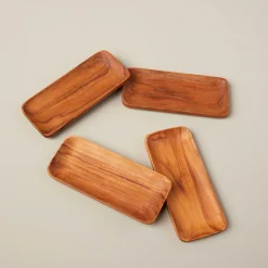 Teak Small Trays, Set of 4