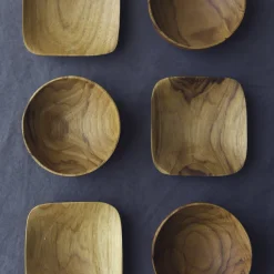 Teak Square Pinch Bowls, Set of 4^Be Home New