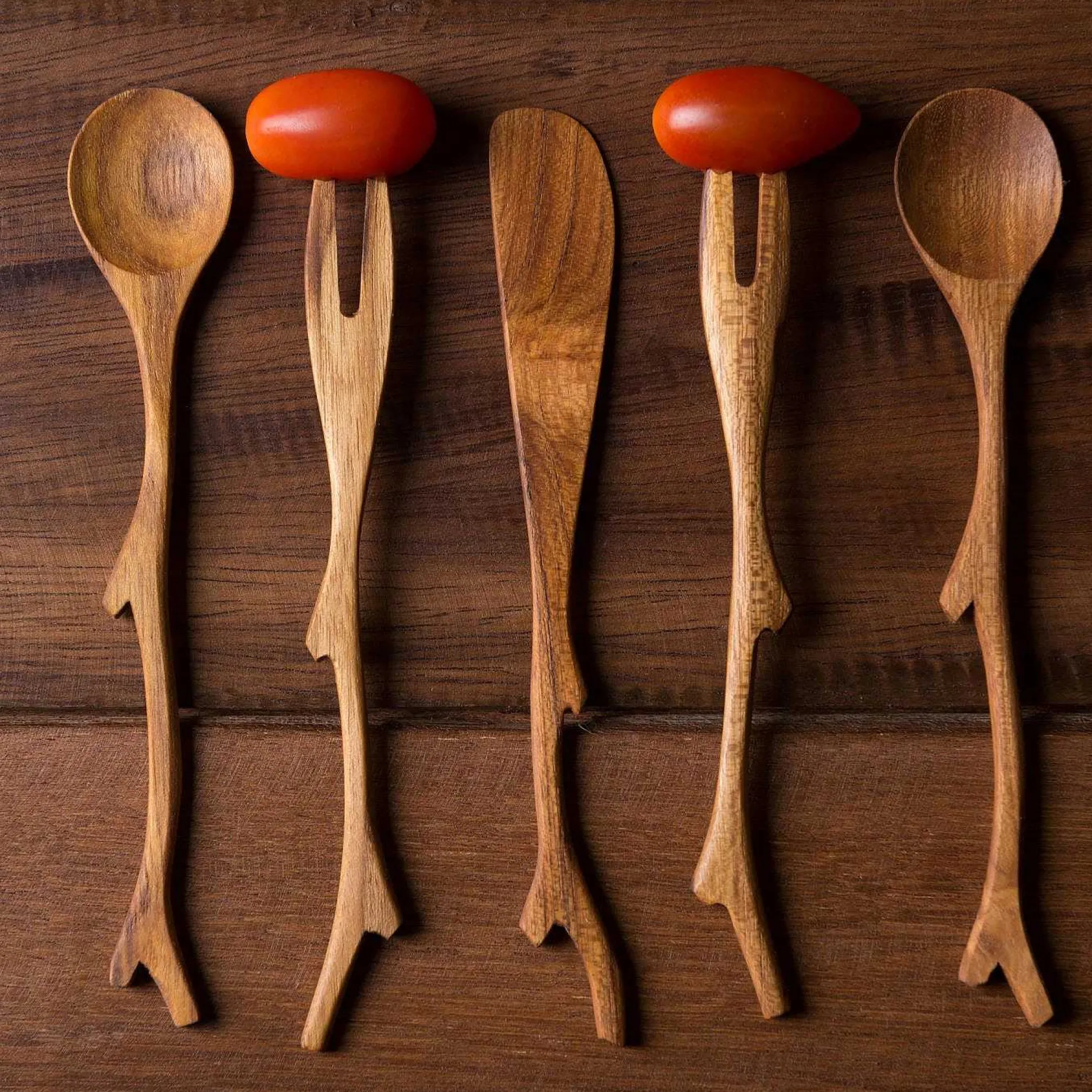 Teak Twig Spreaders, Set of 4