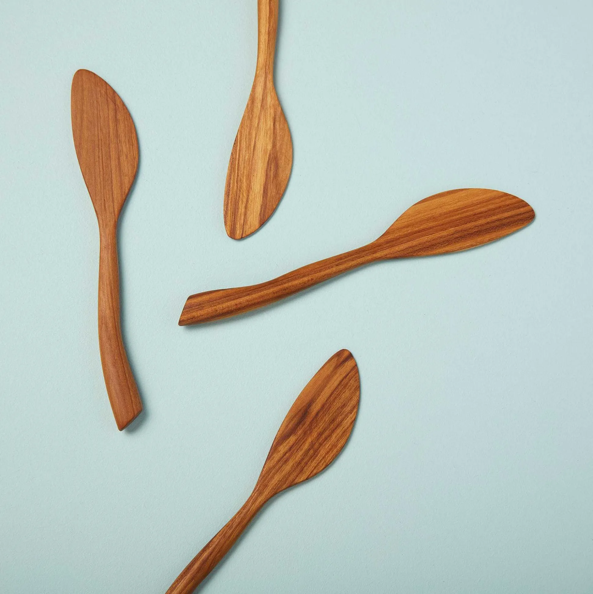 Teak Wave Spreaders, Set of 4