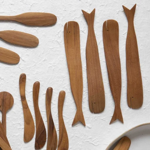 Teak Whale Spreaders, Set of 4