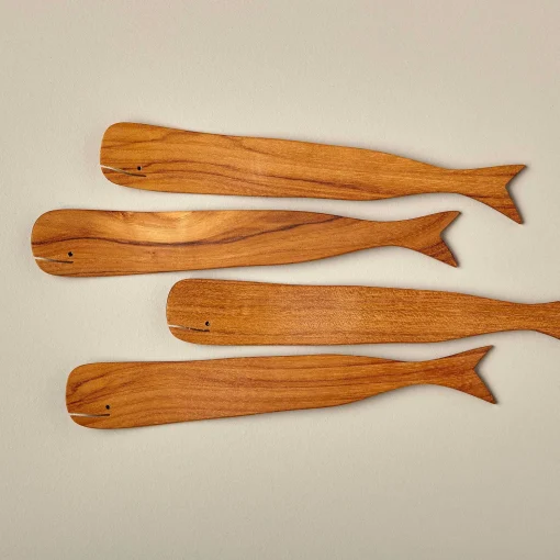 Teak Whale Spreaders, Set of 4