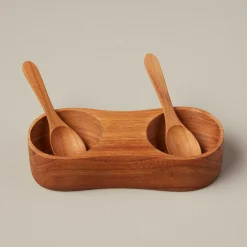 Teak XL Salt & Pepper Cellar with Spoons