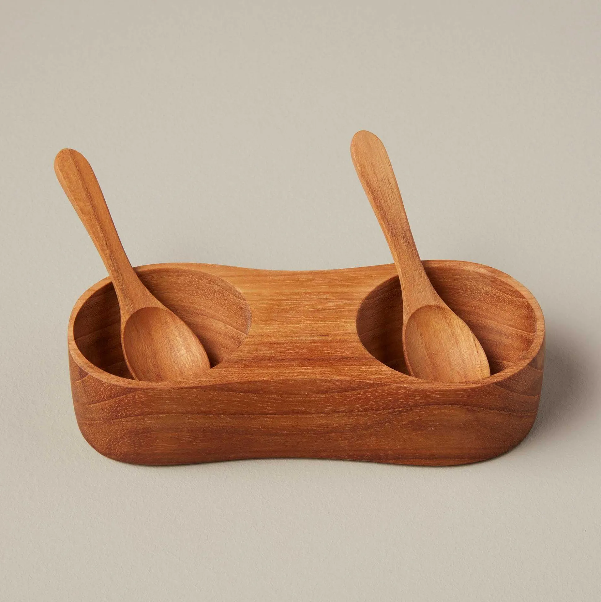 Teak XL Salt & Pepper Cellar with Spoons