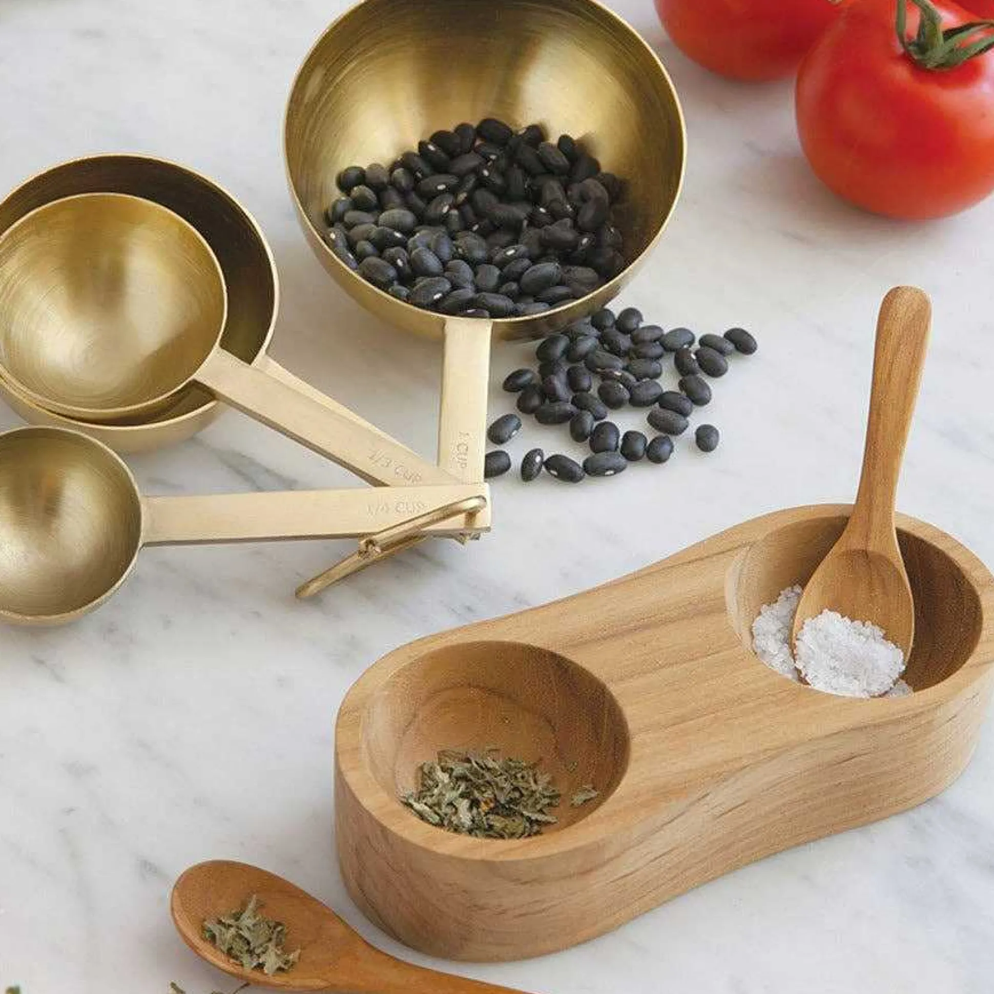 Teak XL Salt & Pepper Cellar with Spoons